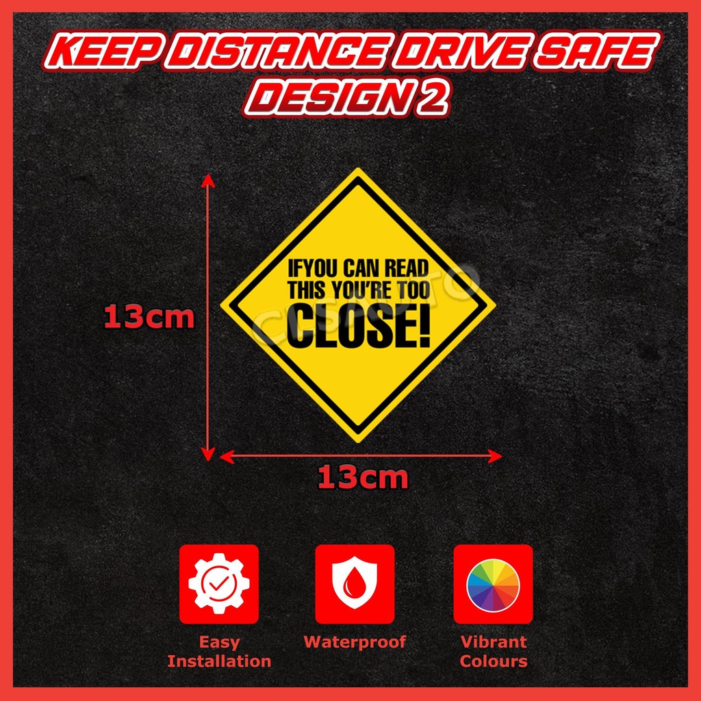 Drive Safe Keep Distance Car Sticker Caution [Multiple Designs ...