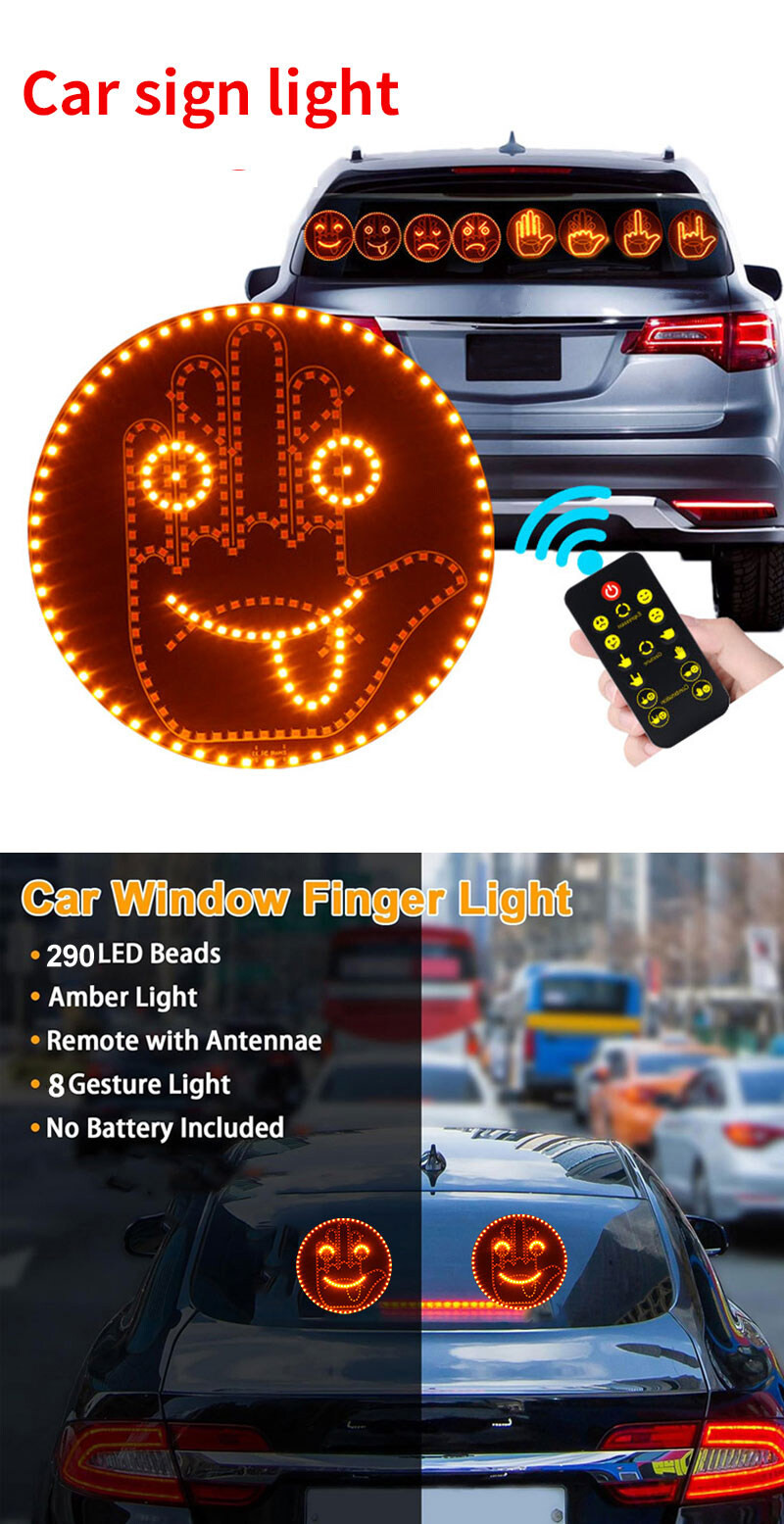 Car LED fun expression light smiley face light rear window multi ...