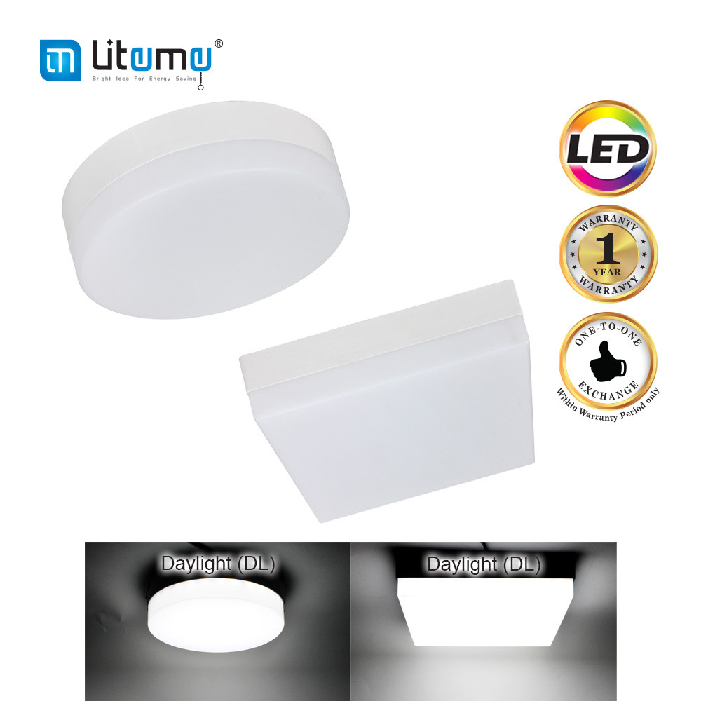 LITEME 12W/18W/24W/36W ROUND/SQUARE DAYLIGHT 6500K LED SURFACE ...
