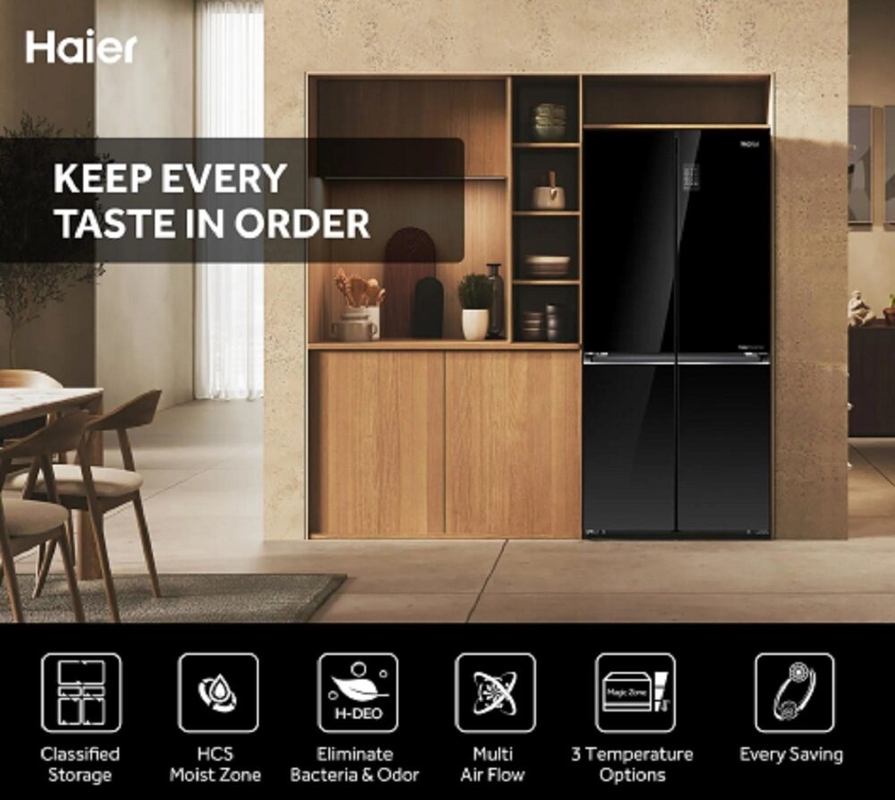 Haier 529L 4‑Door Glass Refrigerator HRF-IG585EM(GB) | Twin Inverter ...