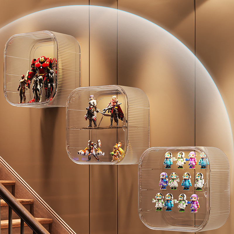 2 in1 Wall Hang Transparent Display Box Cabinet Rack Acrylic Collection ...