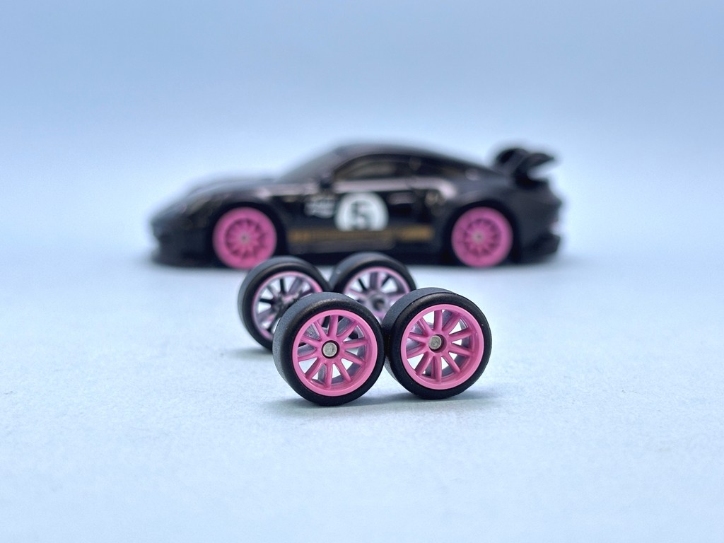 Z062 Custom Paint Rim Tayar Getah Rubber Wheels 10 Spoke CE28 Pink 10mm ...
