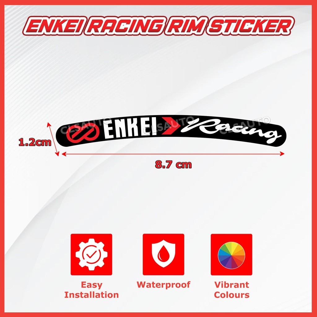 Enkei Racing Rim Sticker [4pcs] – Car Motorcycle Wheel Decal | Pelekat ...