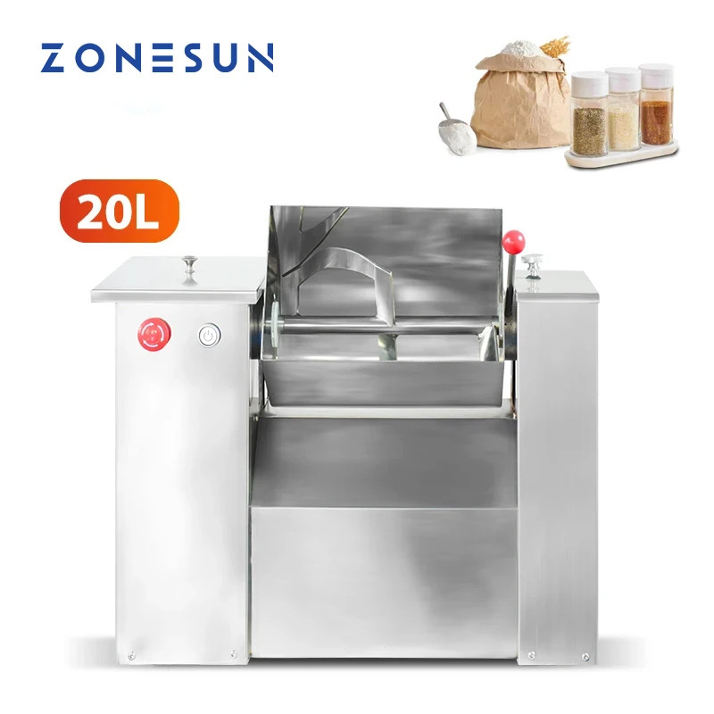 ZONESUN 20L Ribbon Mixer Dry Powder Particles Blender Stainless Steel ...