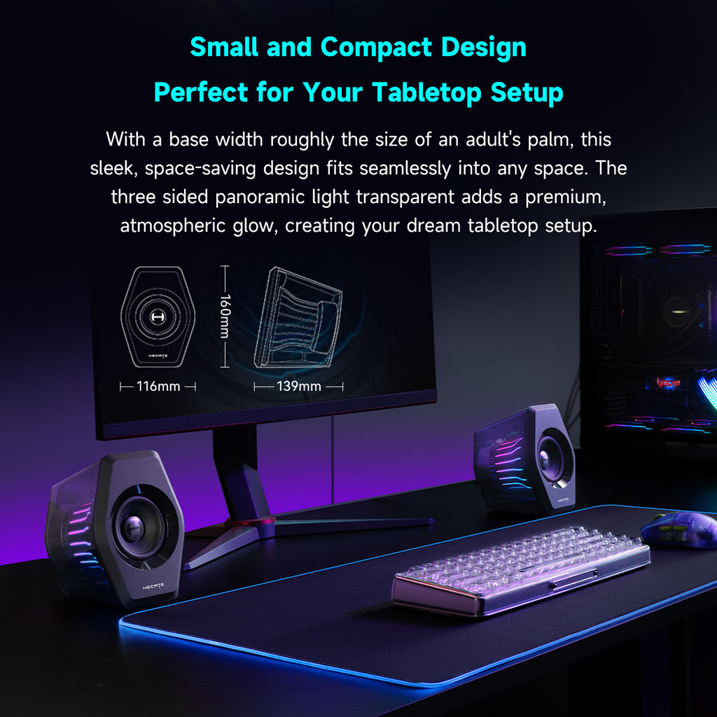 Edifier G2000 Pro 2.0 RGB Gaming-Lautsprecher mit 64 W Spitzenleistung, 270° TempoFlow™ Light Sync, Virtual 7.1 Surround Sound - Bluetooth 5.4/USB-C/AUX für PC, PS5 (Schwarz