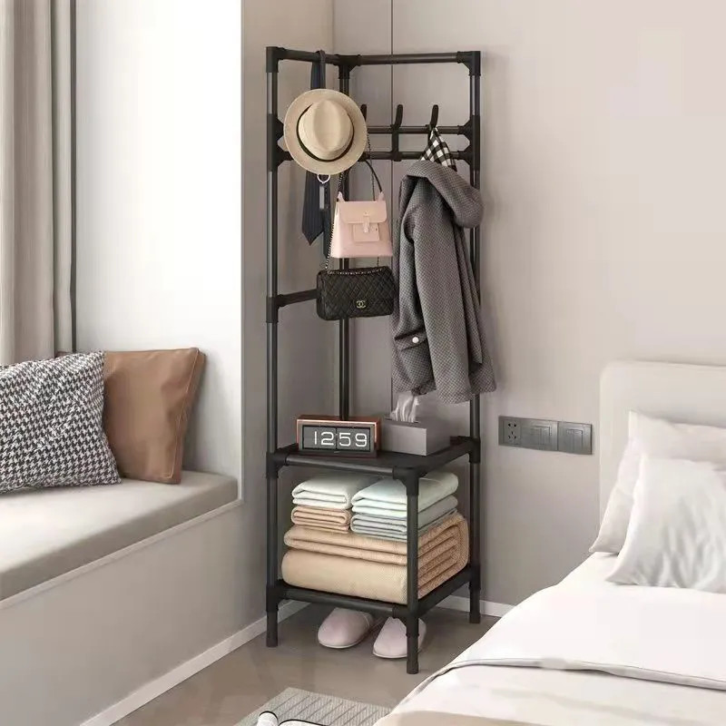 3 Layer Clothes Rack Floor Standing Organizer with Shoe & Hat Storage ...