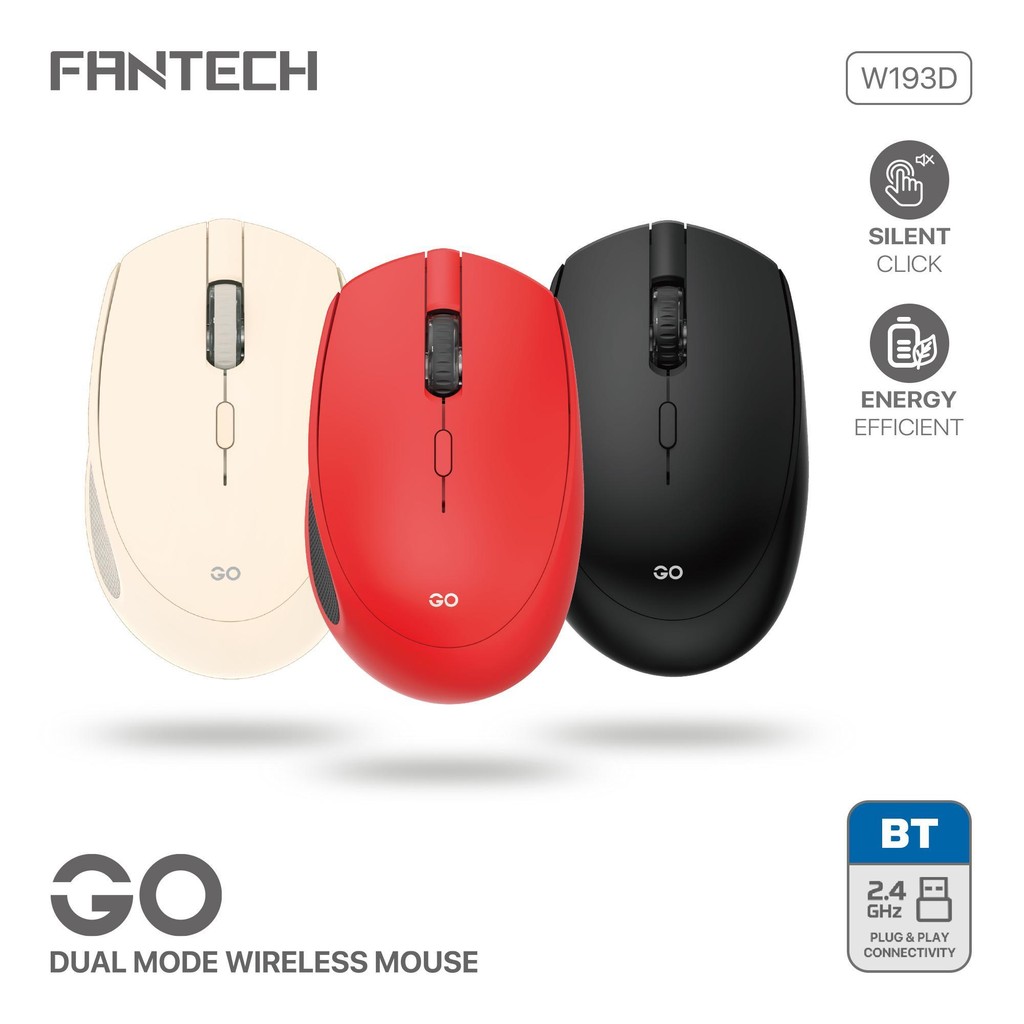 FANTECH W193D DUAL MODE 2.4Ghz and Bluetooth Wireless Mouse Mini Mute ...