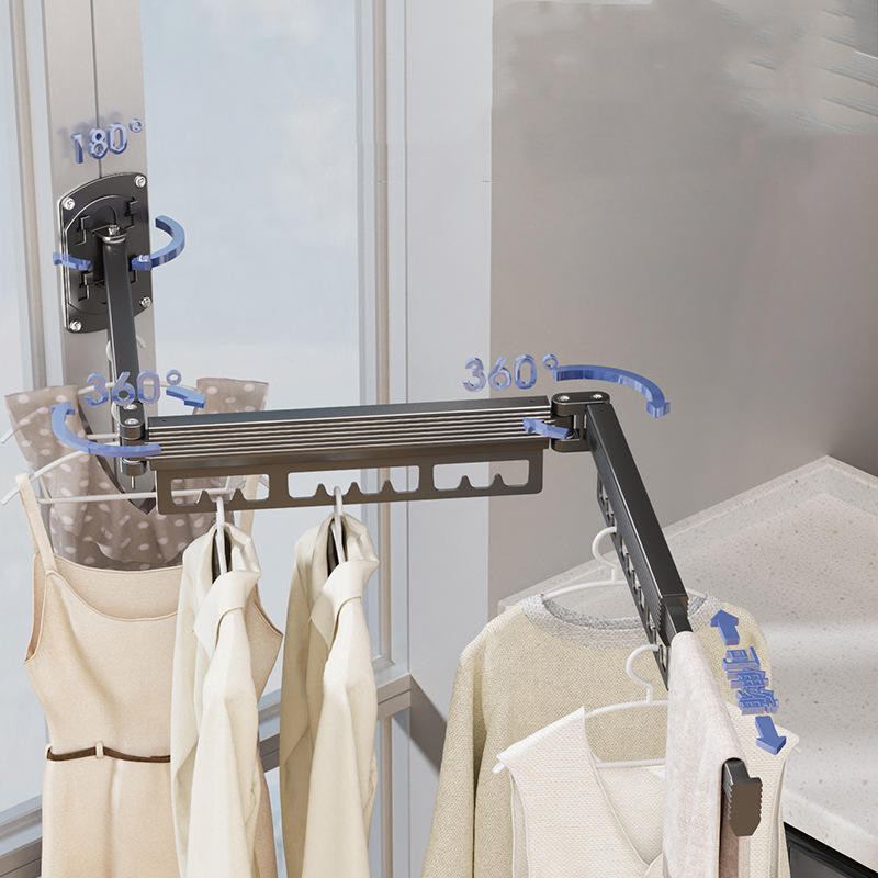 Aluminum alloy folding Drying Rack Adjustable invisible wall clothes ...