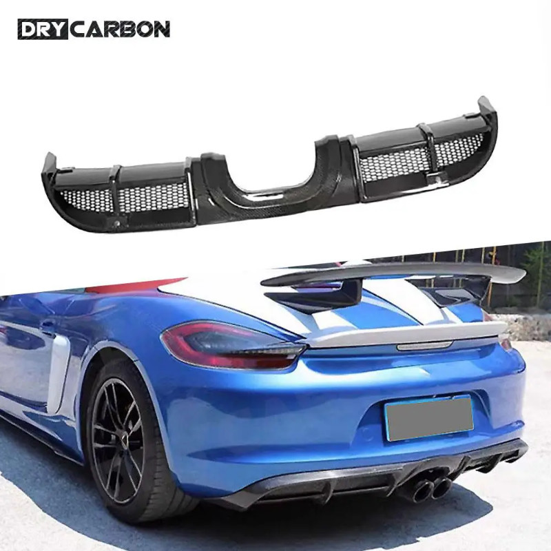 for Porsche 981 Boxster Cayman 2013-2015 Carbon Fiber Rear Bumper Lip ...