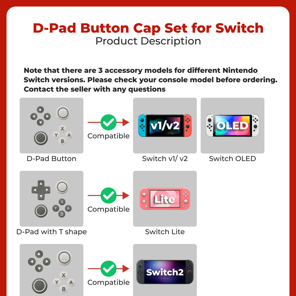 Akitomo D-Pad Button Cap Set Silicone Thumb Grip Cross Button Skin for ...