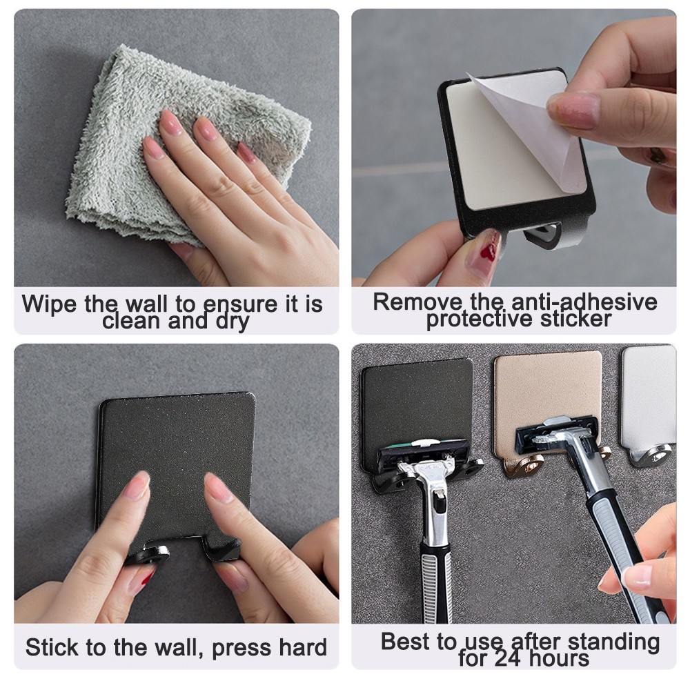 Bathroom Stainless Steel Razor Holder Storage Hook Wall Men Shaving ...