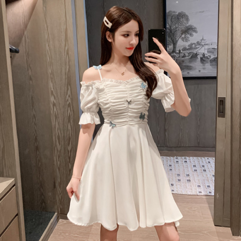 Plain White Korean Style Lace Off Shoulder Dress - Elegant Party ...