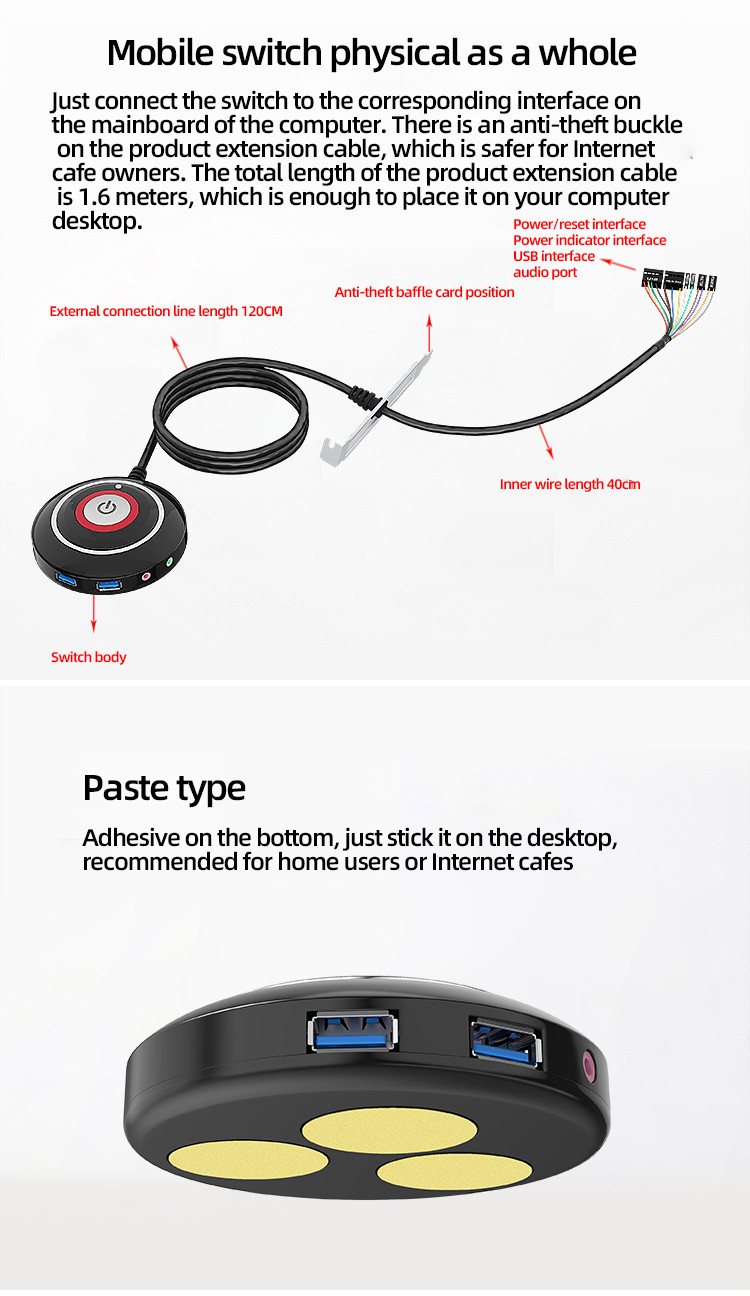 TEUCER Computer Desktop Switch Button With Dual USB Audio Desktop Host ...