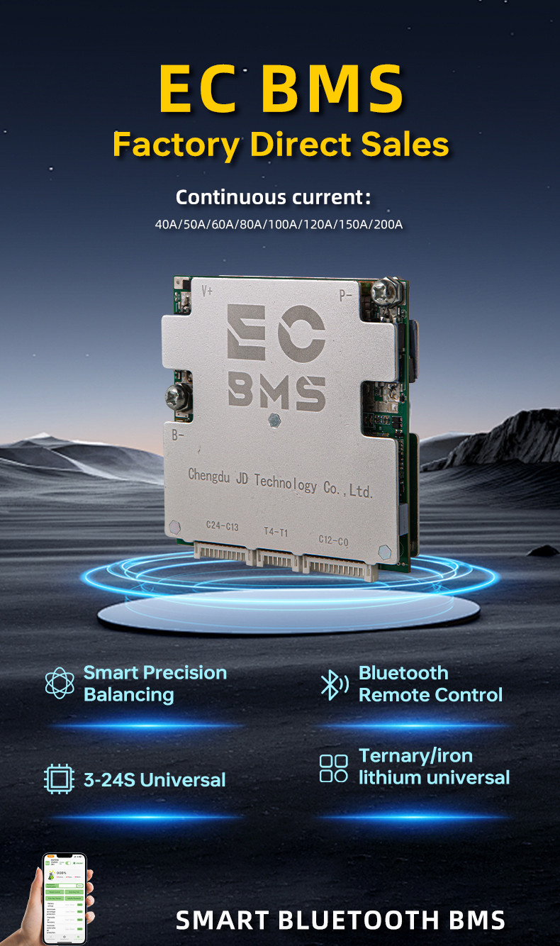 EC24S40A Smart BMS 16-24S 40A APP Bluetooth Active Balance LiFePO4 Li ...