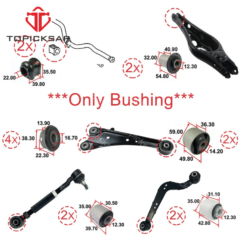 TOPICKSAP Rear Control Lateral Trans Arm Bushings Set 14pcs Bushings ...