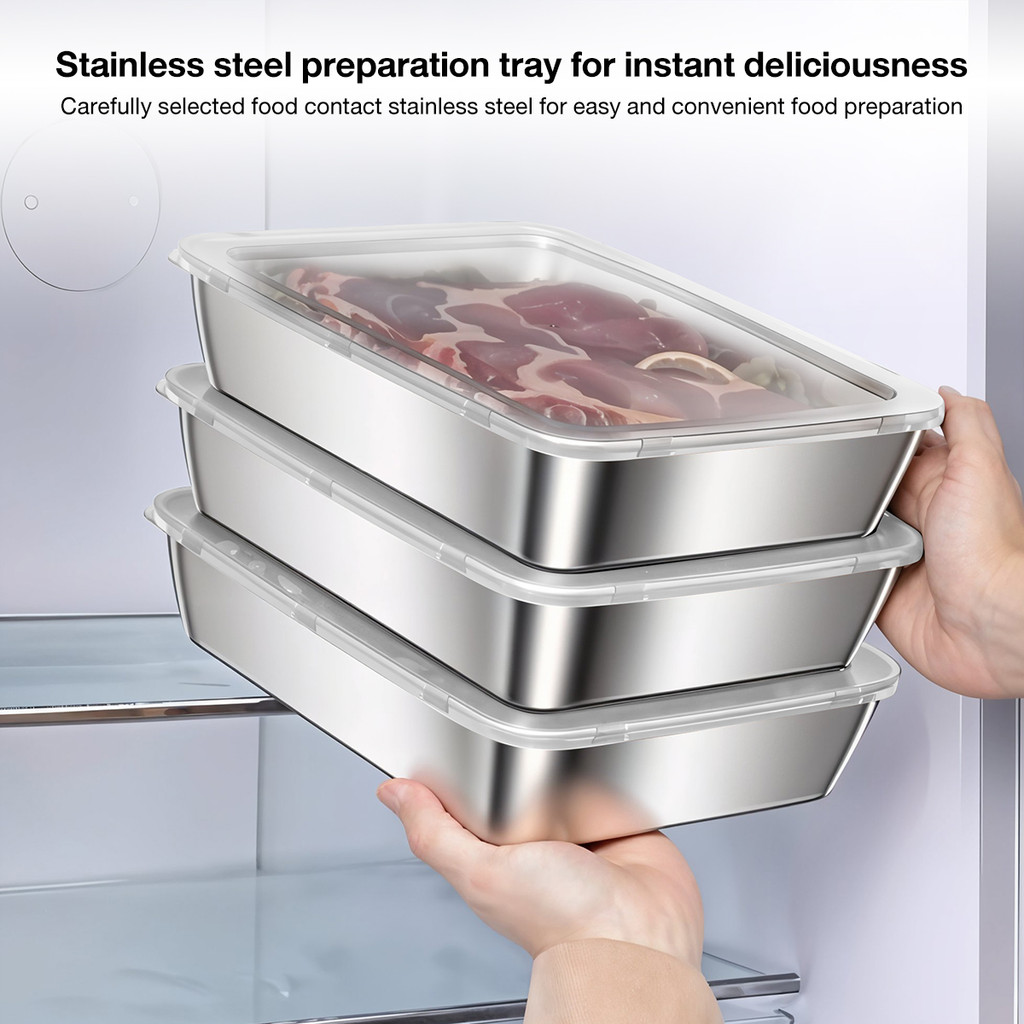 304 Stainless Steel Fresh Keeping Storage Box With Lid Grill Organizer ...