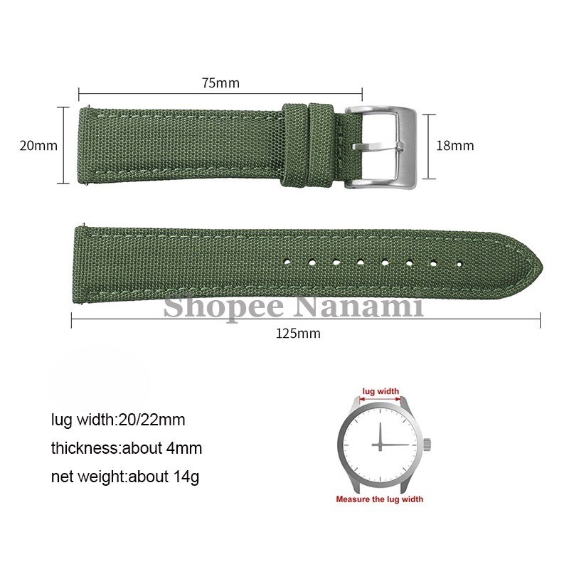Premium Sailcloth Nylon Watch Band 20mm 22mm Two-Sided Canvas Watch ...