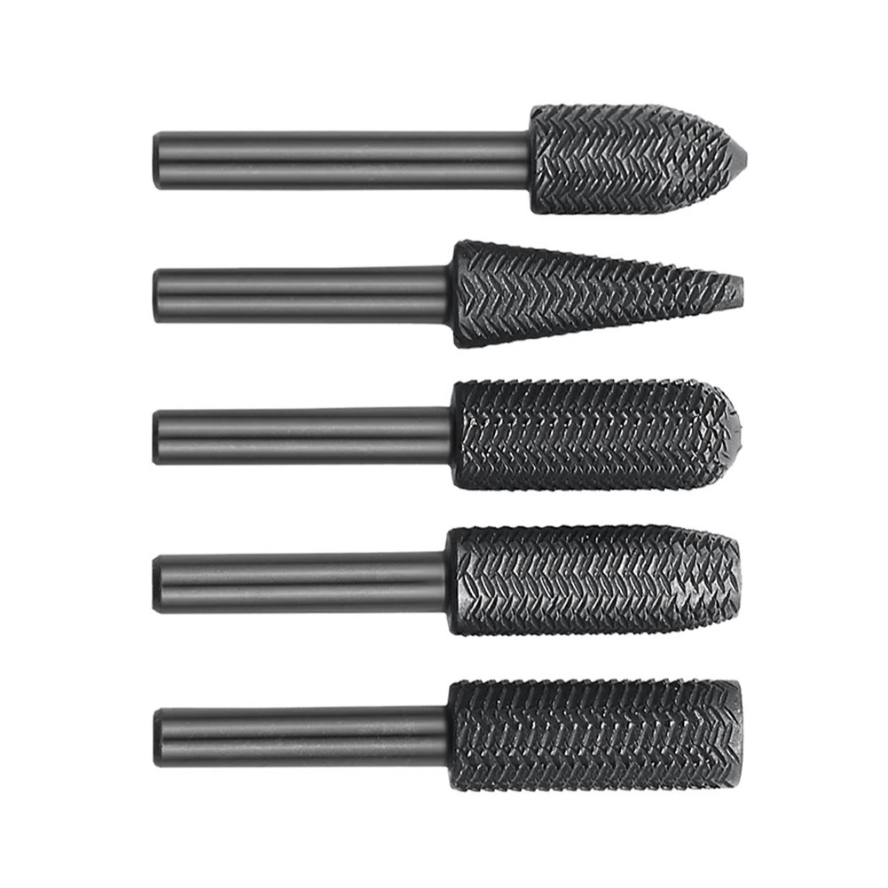 Rotary Rasp File Set 5PCS Steel Carving Bit 6mm Shank Double Cutter ...