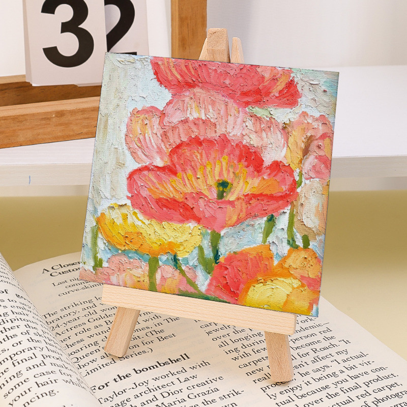Mini Canvas and Easel Set - Wood Foldable Canvas Easel Stand Set - Tiny ...