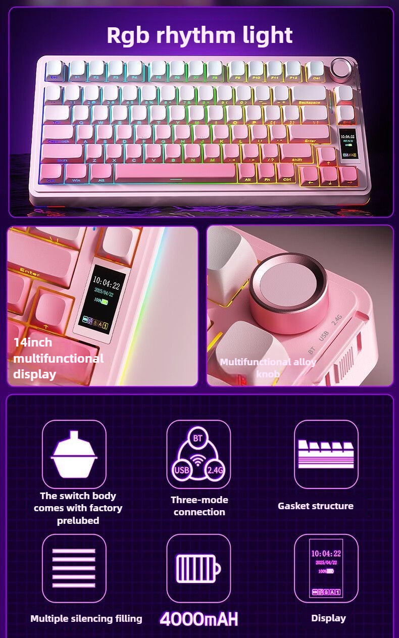 AULA S75 Pro Wireless 3 Mode Mechanical Keyboard Gasket Full-key Hot ...