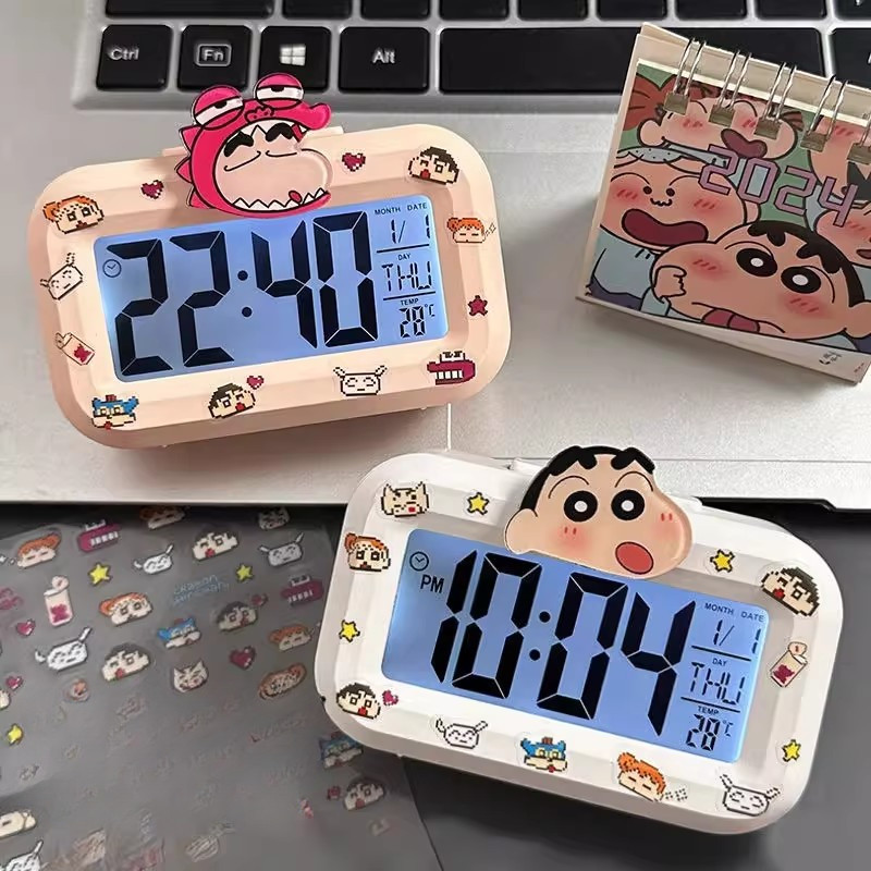 Cute Cartoon Mini Digital Alarm Clock Backlight Snooze Mute Calendar ...