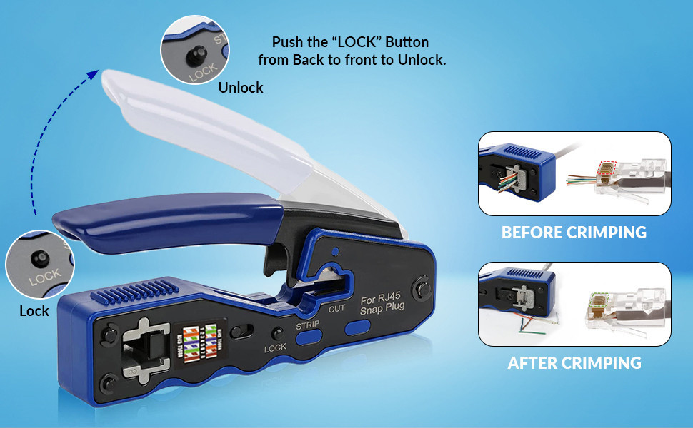 Kit Crimpatrice ZoeRax Pass-Through Per RJ45 – Cat6, Cat6A, Cat5, Cat5e, Con Connettori