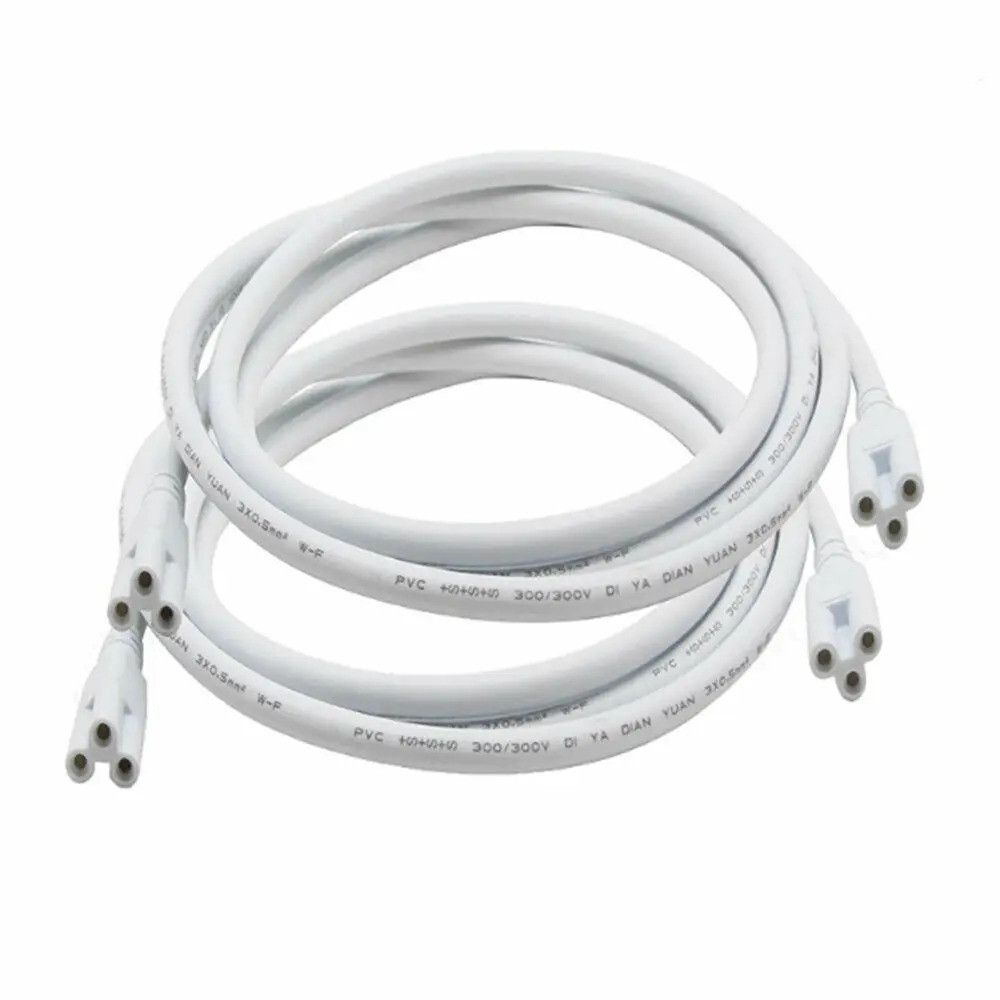 T8 / T5 Cable Wire Connector Flexiable 3Pin 30-200cm Double End For LED ...