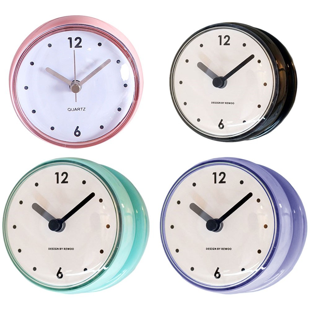 【Waysle】Silent Quartz Clocks Sucker Wall Clock Anti-Fog Waterproof for ...