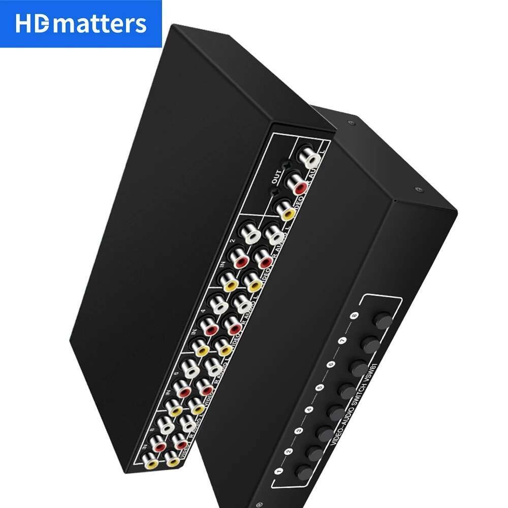 AV Switch Selector Box 2/4/8-port Composite RCA Switch splitter hub ...