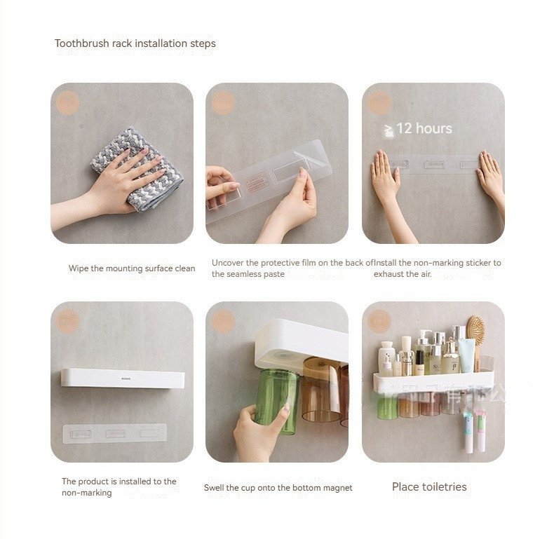 JC. ECOCO Wall Mounted Toothbrush Holder Magnetic Cup Bathroom ...