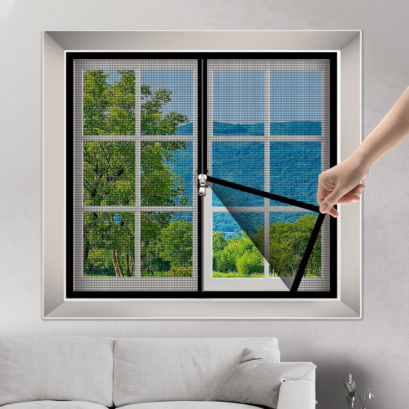 Window Anti Fly Mesh with Zipper Anti-mosquito Repellent Curtain Self ...