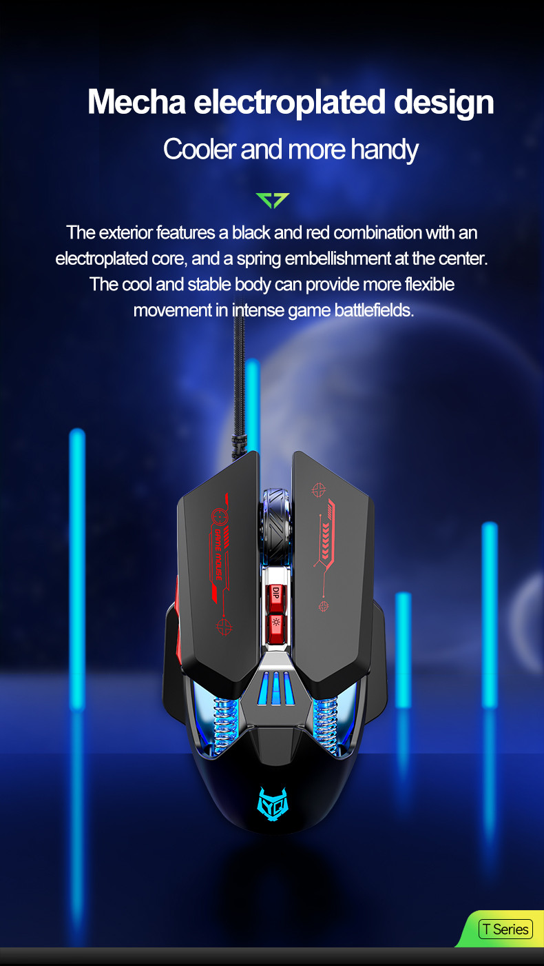 APAYADO T4 Wired Gaming Mouse Mecha Design 6-level DPI Adjustment RGB ...