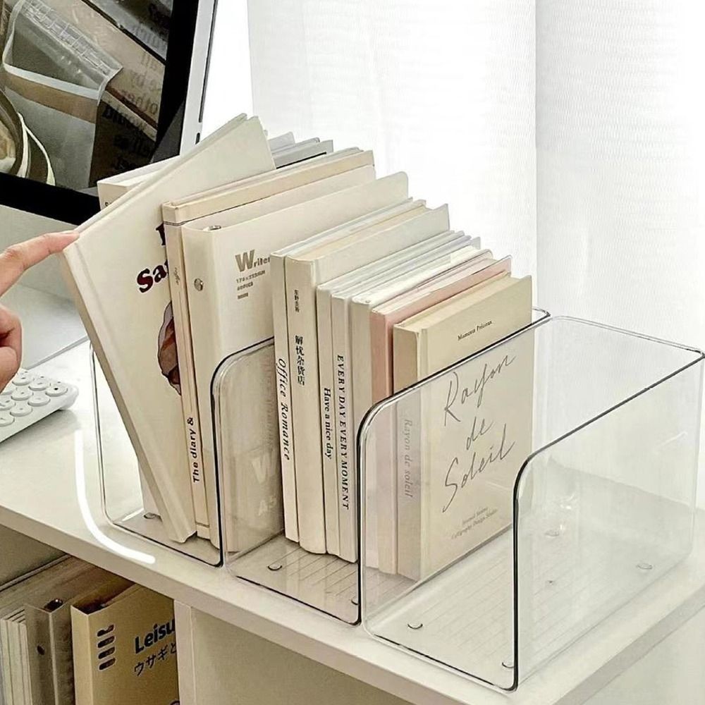 Portable Acrylic Book Stand Transparent Free Combination Bookshelf U ...