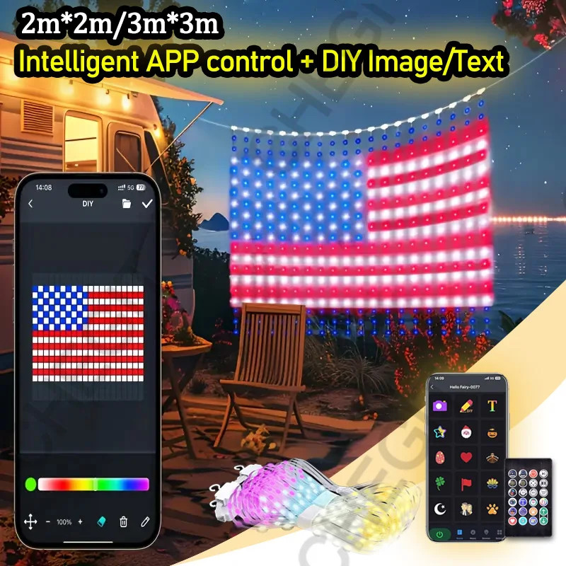 400LEDs Bluetooth App Control Smart Curtain Lights DIY LED String RGB ...