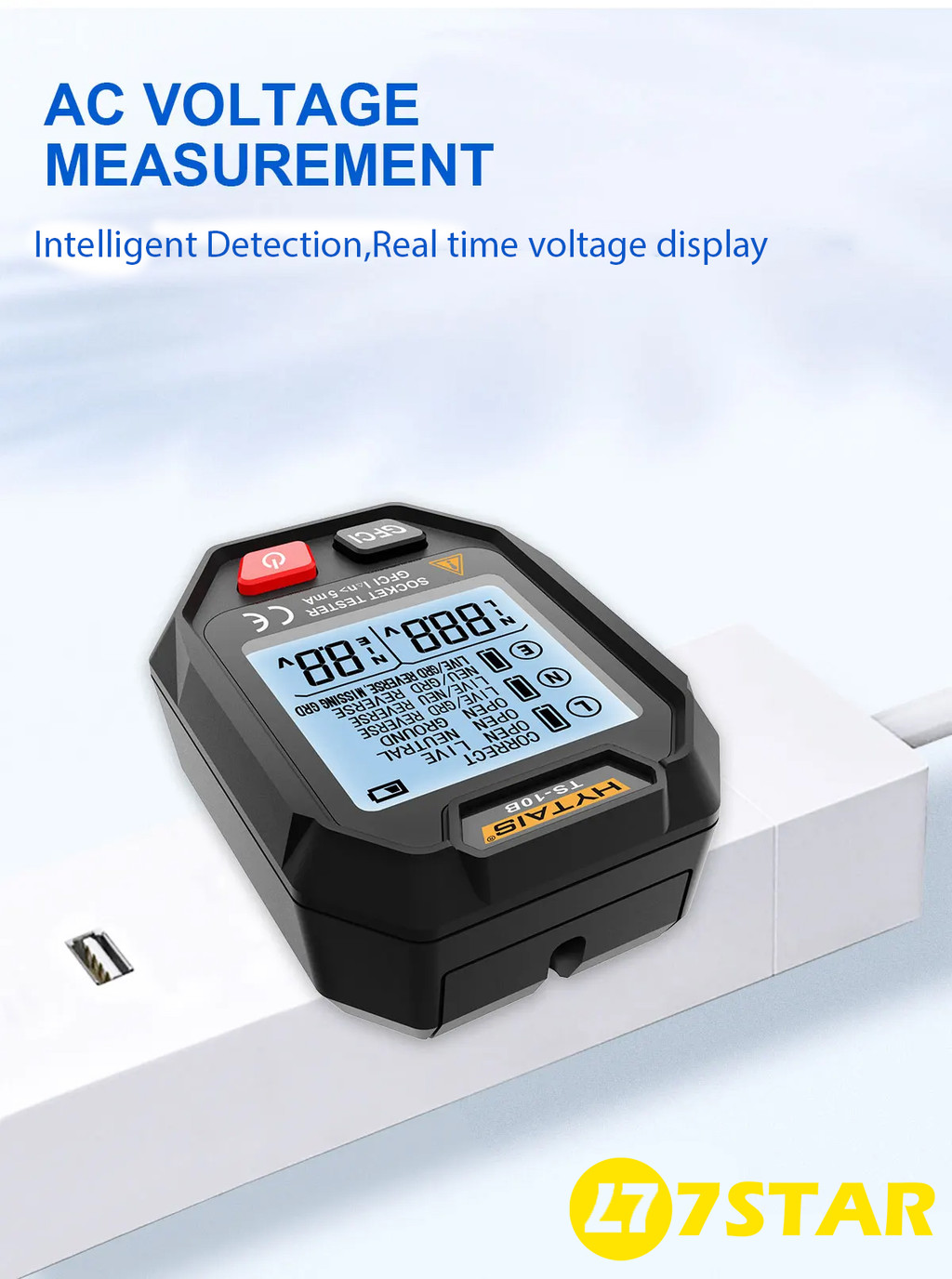 7Star Digital SOCKET TESTER TS-10B Pro Socket Tester Voltage Test ...
