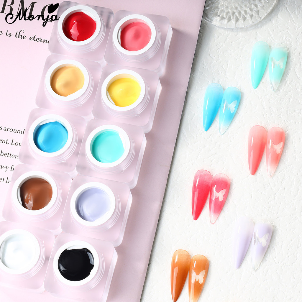 Monja 8ml 10Colors Nail Art Pat Painting Gel Nail Gradient Painting Gel ...