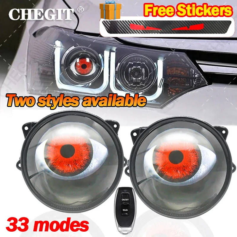3-inch Remote Control Eyes Retrofit 12-36V Devil's Eye 33 Mode LED Car ...