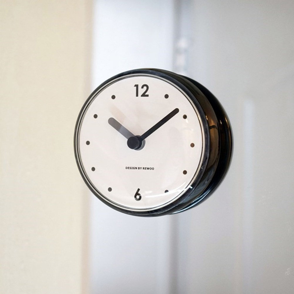 【Waysle】Silent Quartz Clocks Sucker Wall Clock Anti-Fog Waterproof for ...