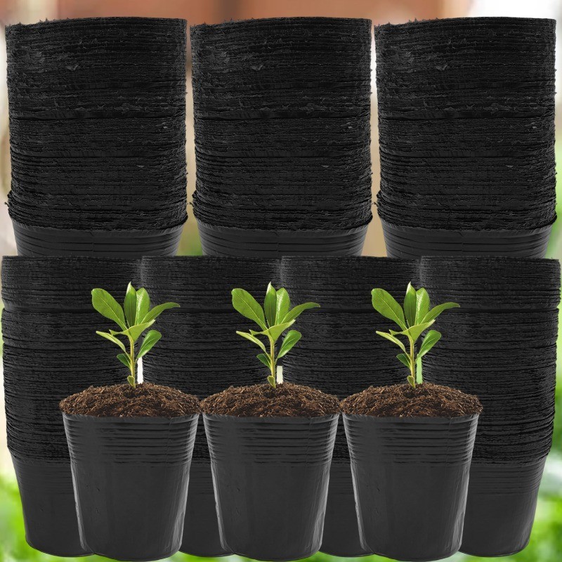 50Pcs Plastic Black Seedling Nursery Pots Seed Grow Bag Flower Plant ...