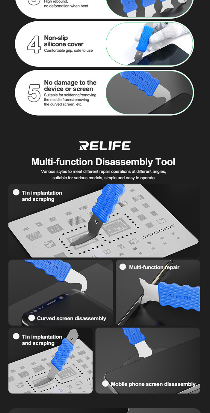 RELIFE TD2 Universal Phone Repair Tools Kit Disassembly Blades Pry ...