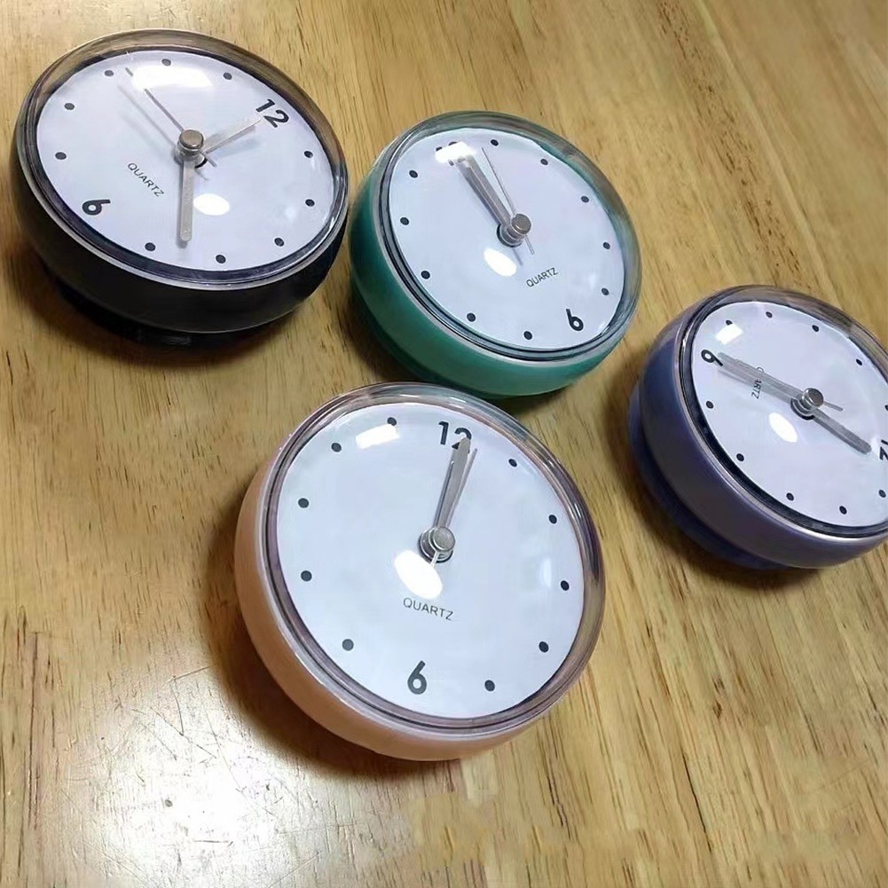 【Waysle】Silent Quartz Clocks Sucker Wall Clock Anti-Fog Waterproof for ...