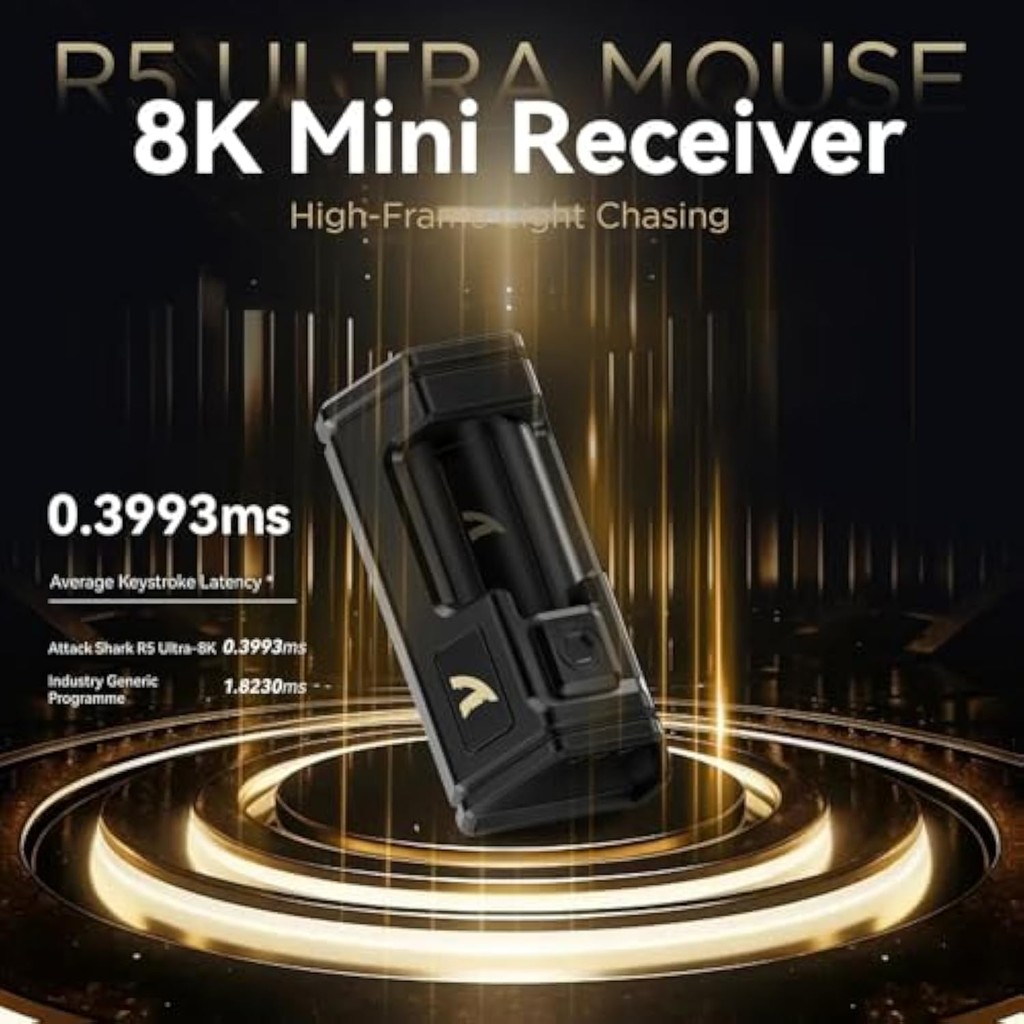 ATTACK SHARK R5 8K Wireless Gaming Mouse Ultra-Lightweight Carbon Fiber ...