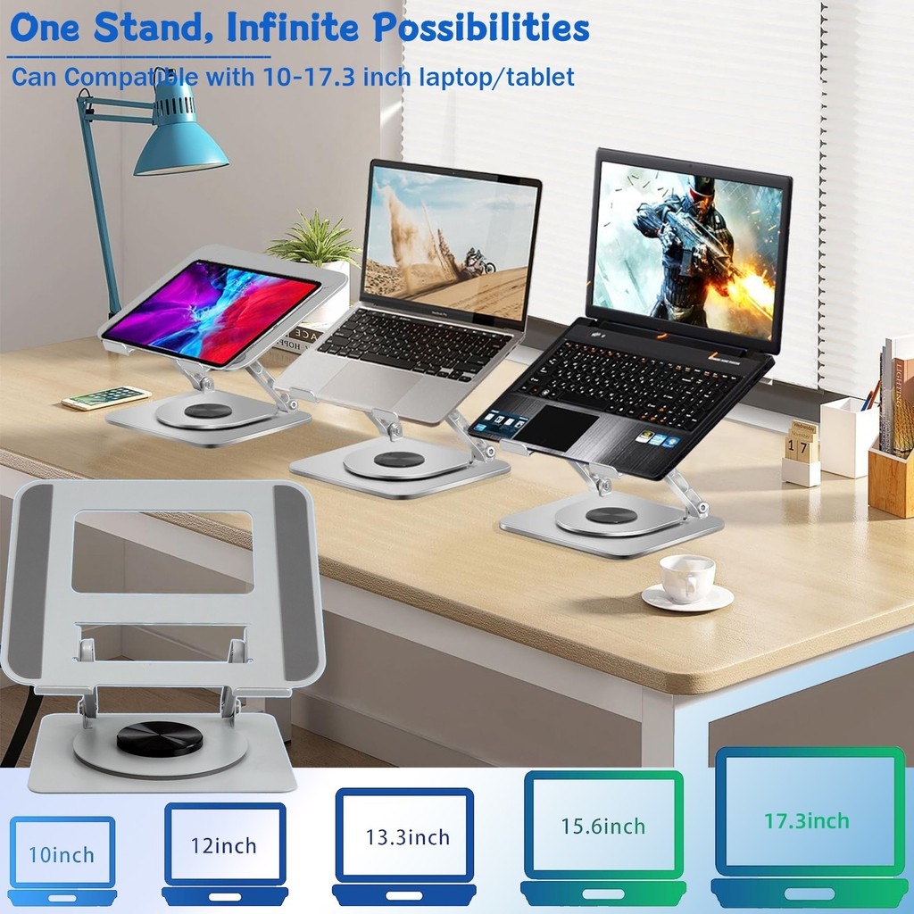 Metal Foldable Laptop Stand Aluminium 360 Rotating Laptop Stand Tablet ...