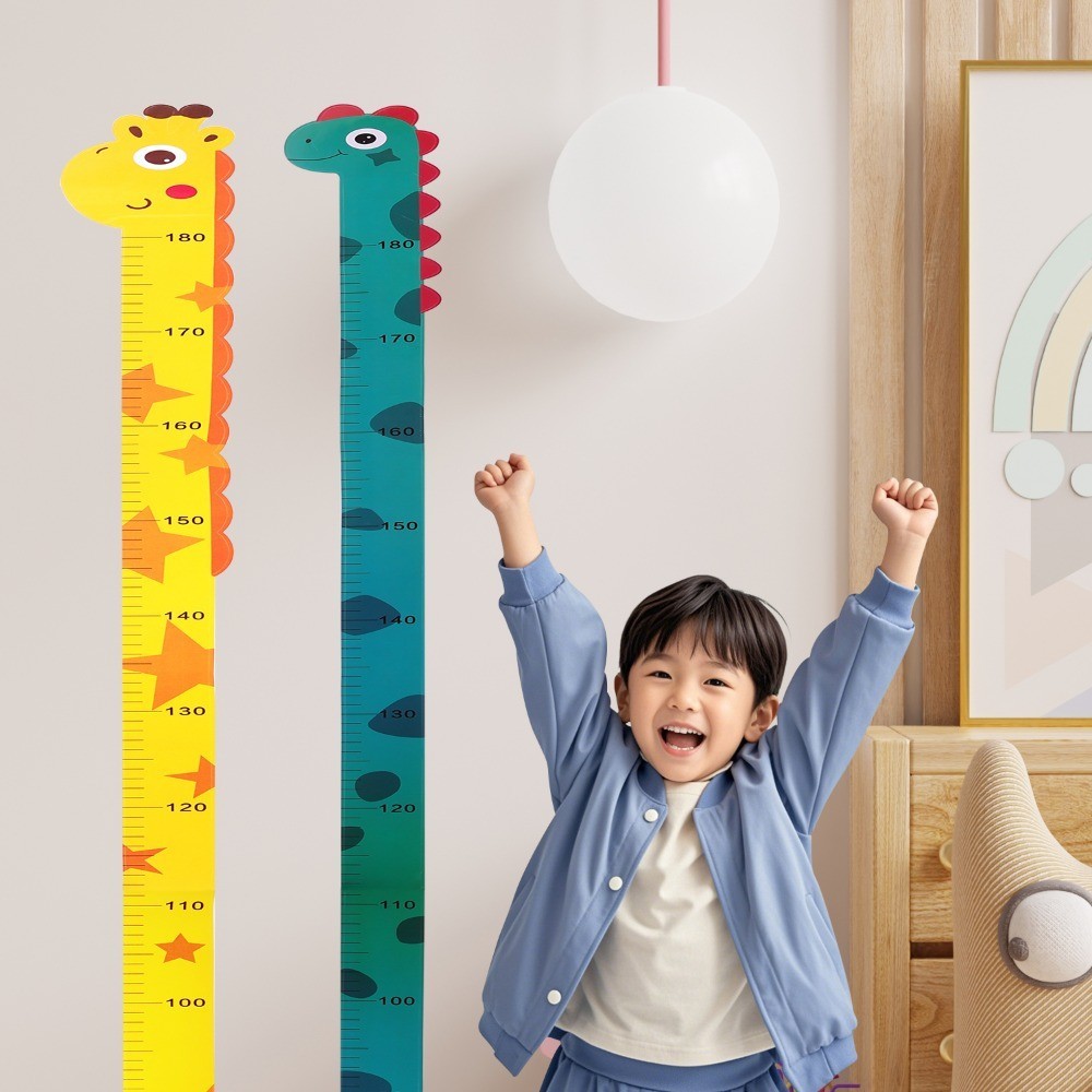 Children Room Height Measuring Ruler Stickers Cartoon Dinosaur Giraffe ...