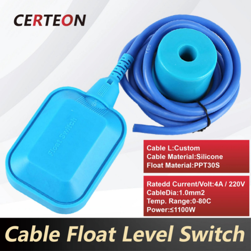 Silicone Cable Float Switch Liquid Level Sensor Corrosion Resistant 15m ...