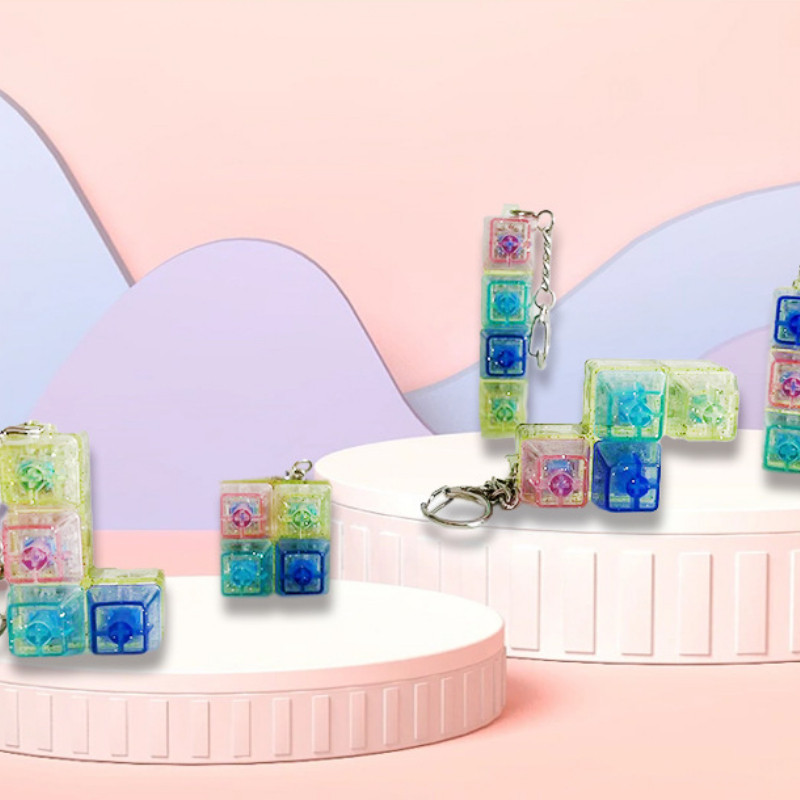 Crystal Keyboard Fidget Toys Keychain Keycap Stress Relief Switches EDC ...