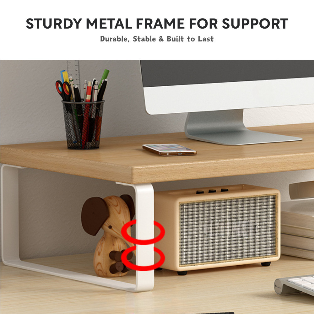 SAVE Computer Monitor Stand Wooden Desktop PC Rack Table Organizer ...