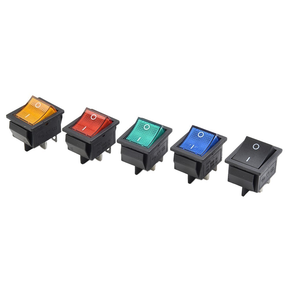 [ARBES] 5PCS 2 Position Rectangular Rocker Switch Latching On Off DPST ...