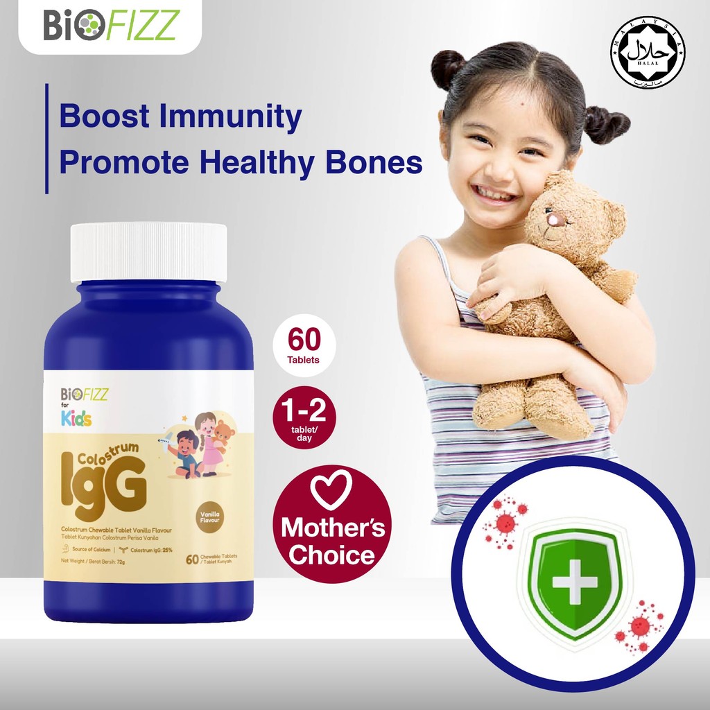 BIOFIZZ Colostrum IgG Chewable Tablet for Kids - Vanilla Flavour (60's ...