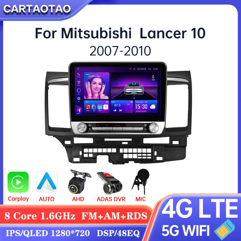 For Mitsubishi Lancer 10 CY 2007-2012 Carplay Android Auto Radio GPS ...